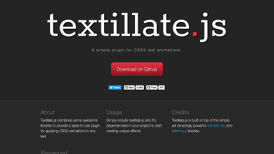 【jQuery】テキストにアニメーションを施す［textillate.js］の使い方
