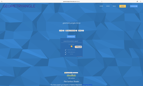 【jQuery】ポリゴン状の背景を描画する［Geometryangle］の使い方：サムネイル