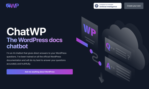 【AI】WordPressの質問に答えてくれるAIチャット「ChatWP」が便利です:サムネイル