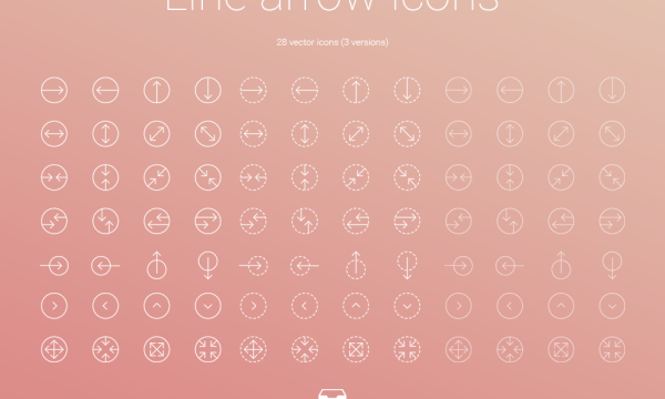 【ICON】全84種類のラインタイプのアイコンセット［Line Arrow Icons］が無料で配布されています。