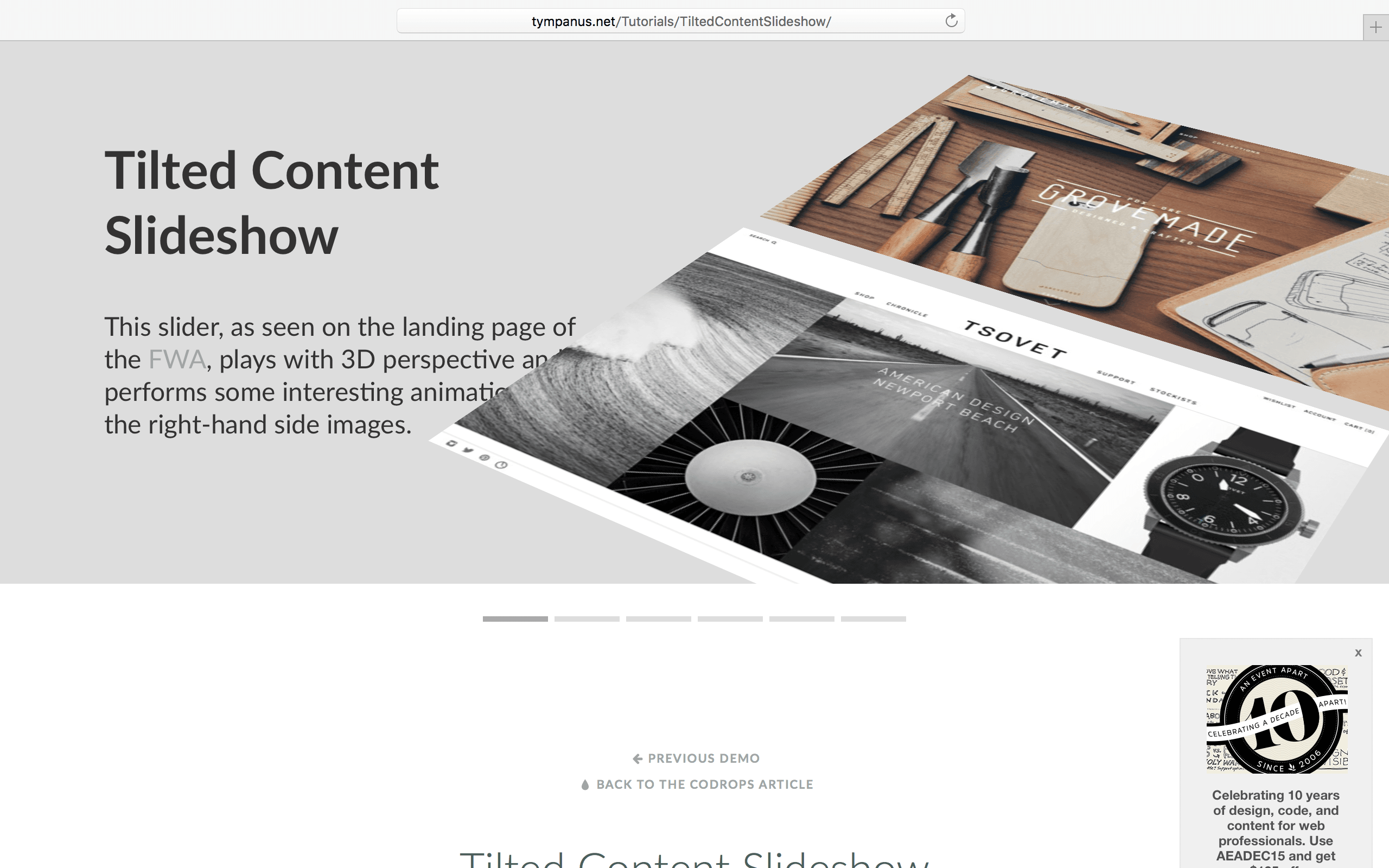 Tilted Content Slideshow